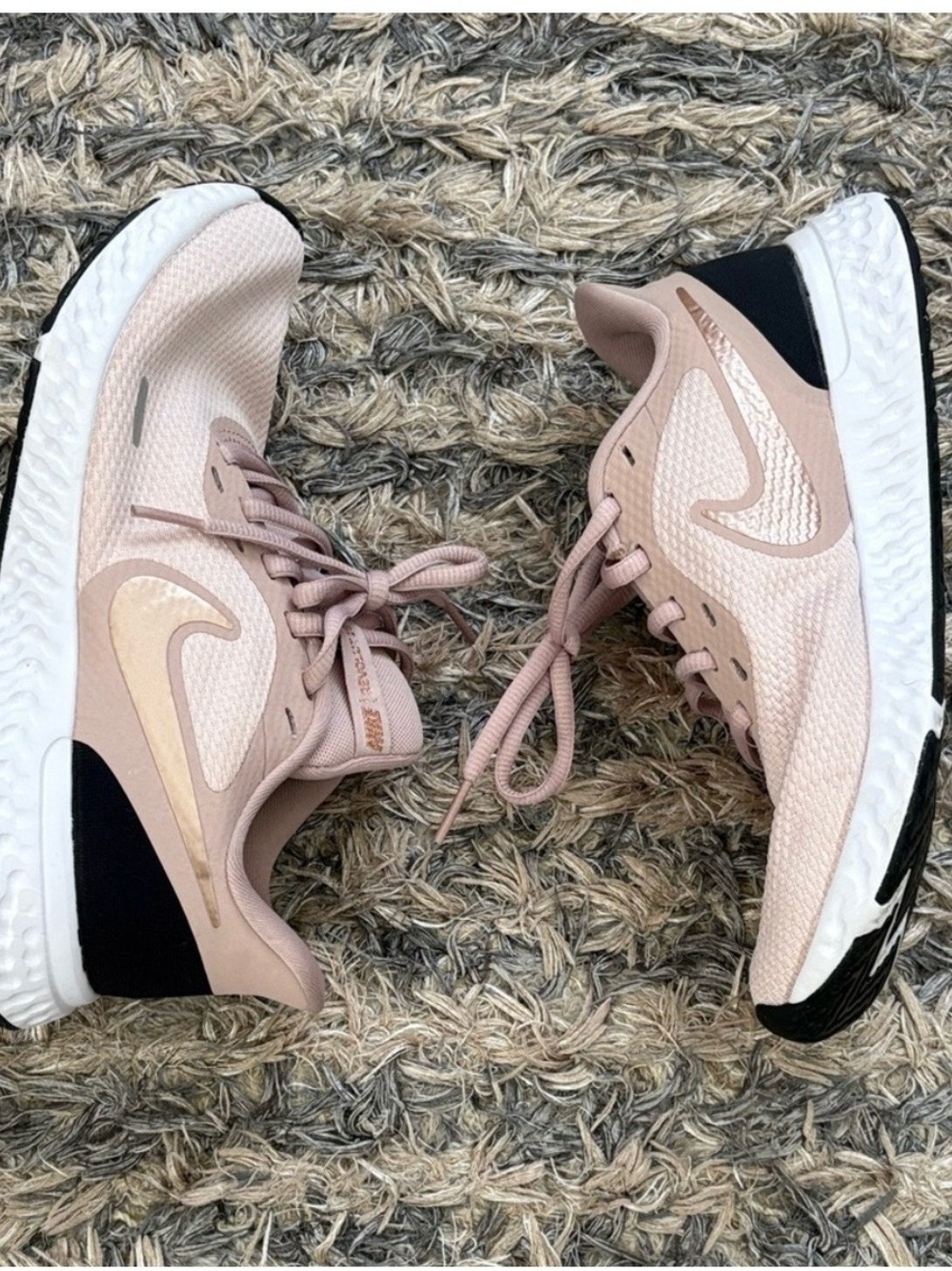 Nike Women's Blush and Black Running Sneakers, Size 6